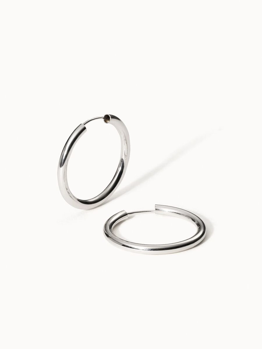 Klassisches Silber Creolen Ohrring Set