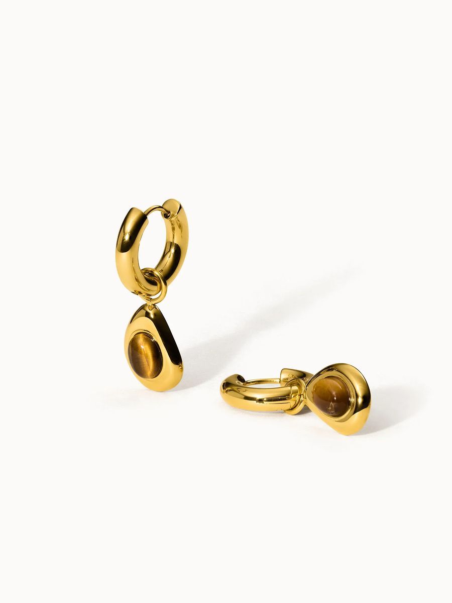 Tigerauge Gold Tropfen Ohrringe