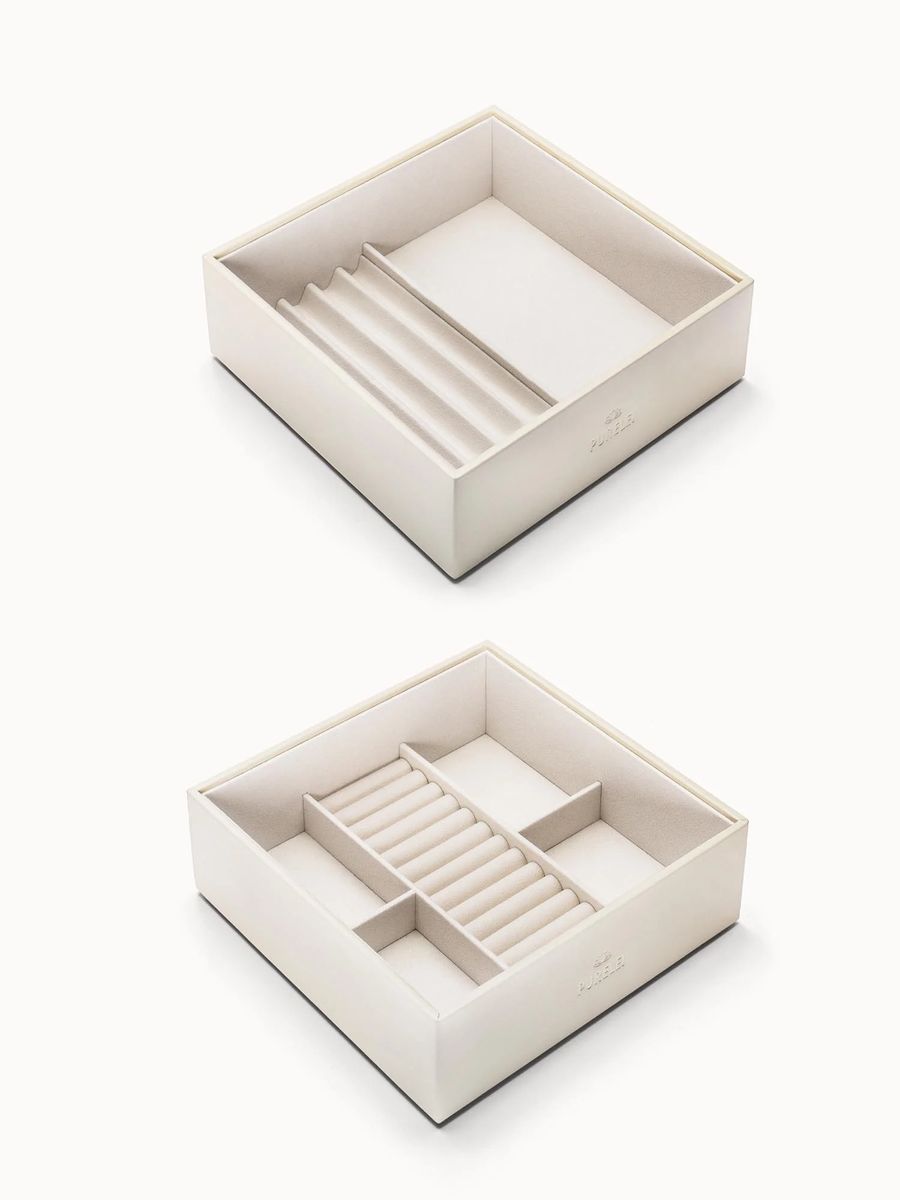 Stapelbares Schmucktablett-Set aus Kunstleder