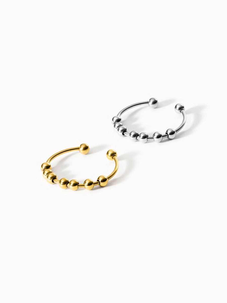 Minimalistisches Verstellbares Angst Ring Set