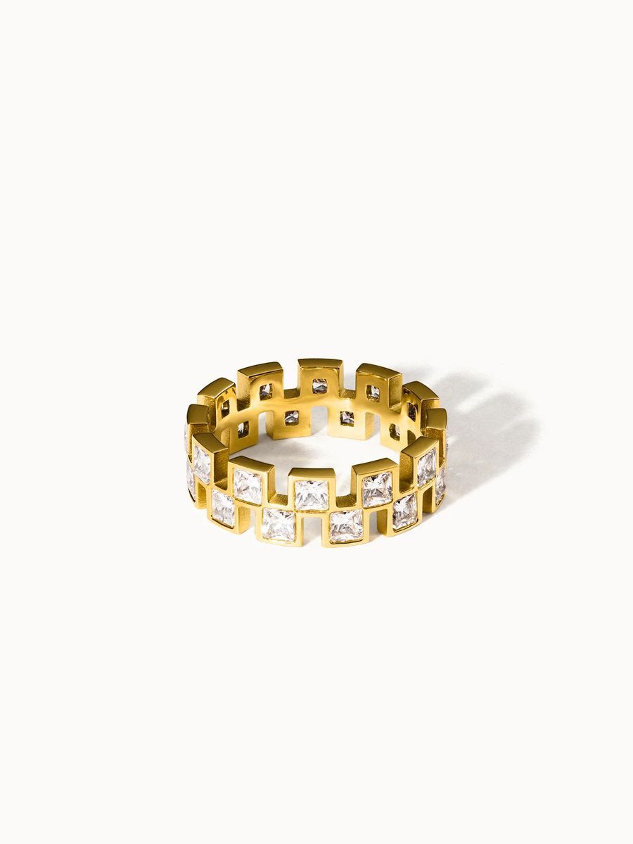 Goldplattierter Eternity-Ring mit Zirkonia