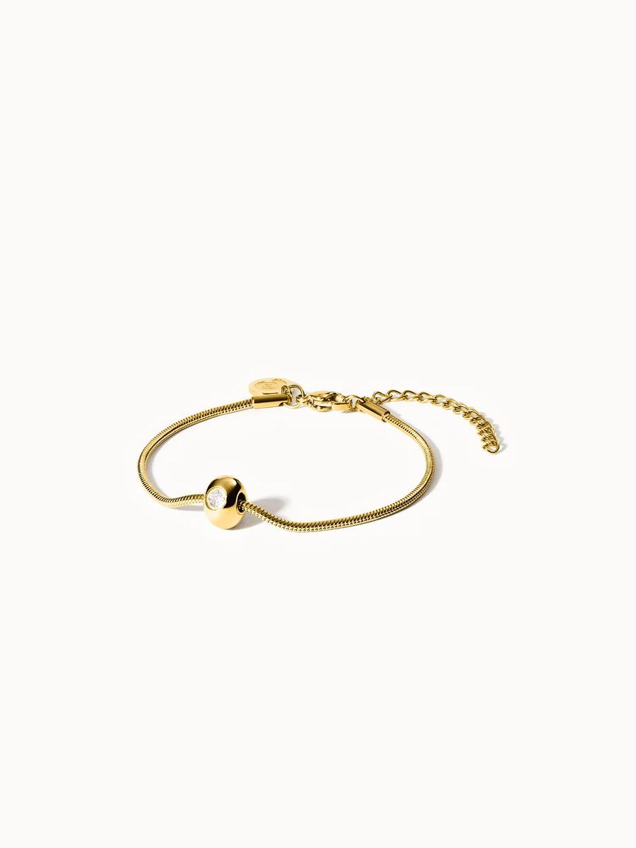 Elegantes goldenes Kettenarmband mit Zirkonia