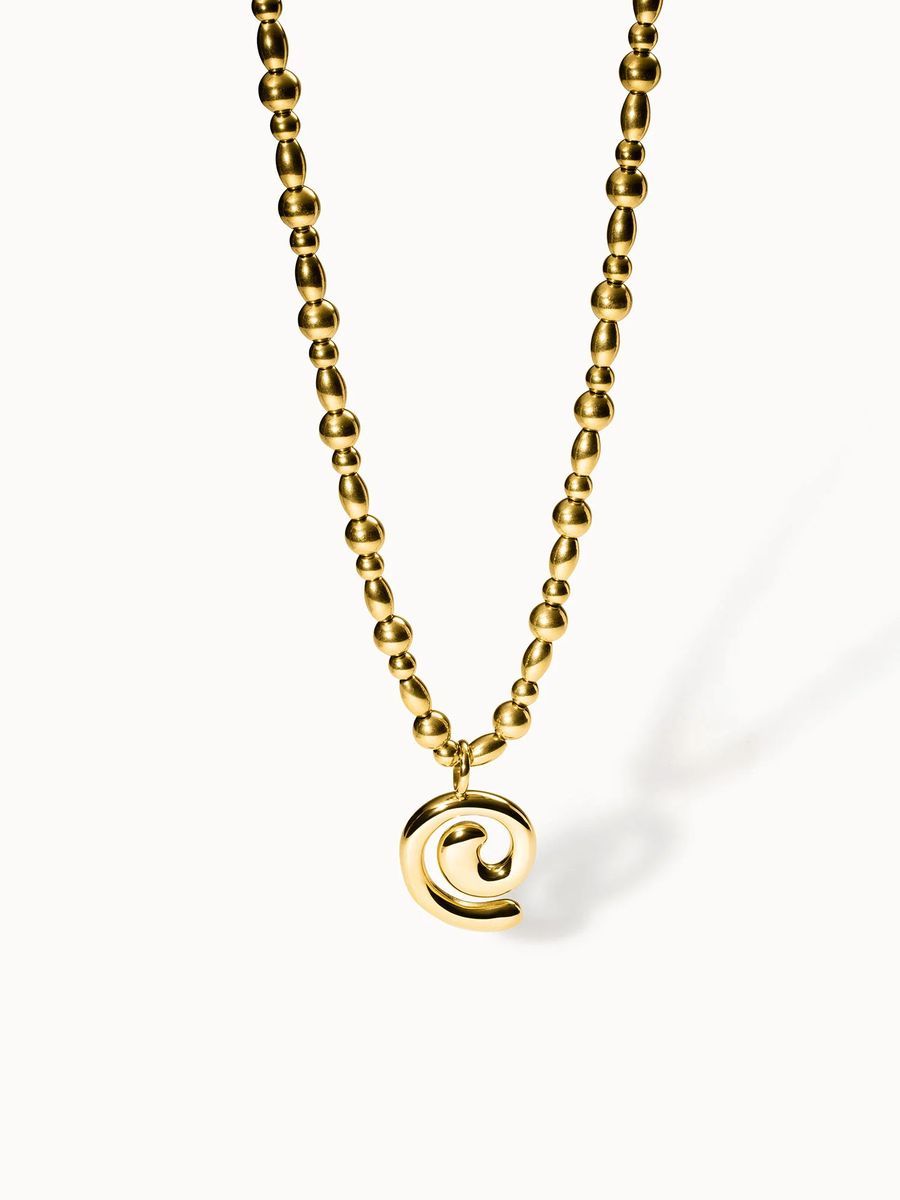 Goldene Perlenkette mit Spiralanhänger