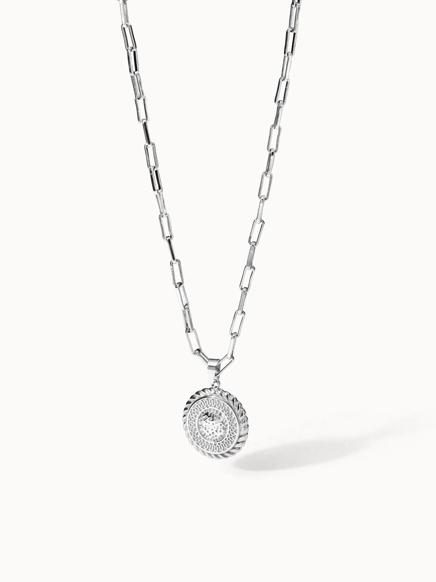 Silbernes Medaillon Anhänger Gliederkette