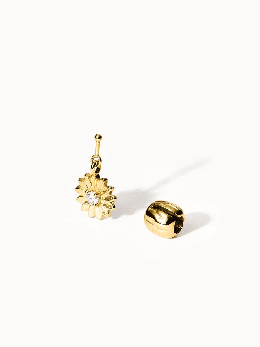Gold Sonnenblumen Charm mit Zirkonia