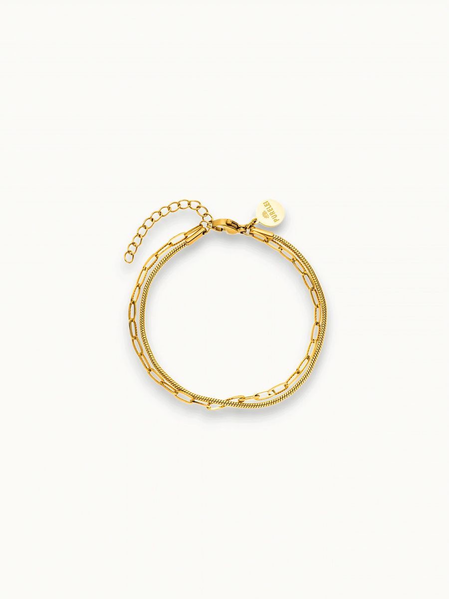 Doppelkettenarmband Gold-Finish