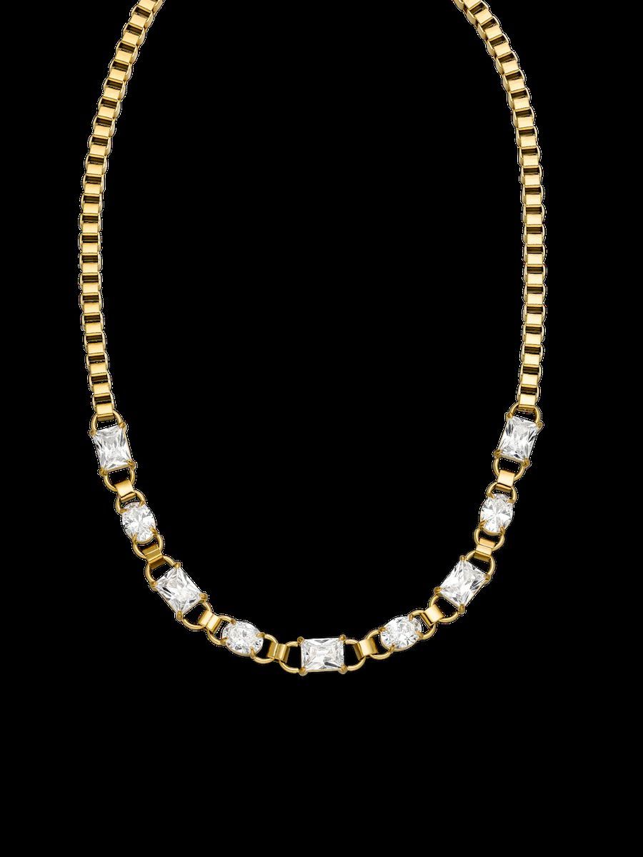 Goldfarbene Halskette mit Zirkonia