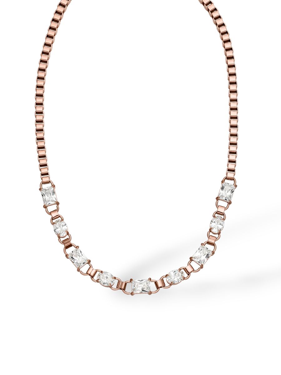 Goldfarbene Halskette mit Zirkonia