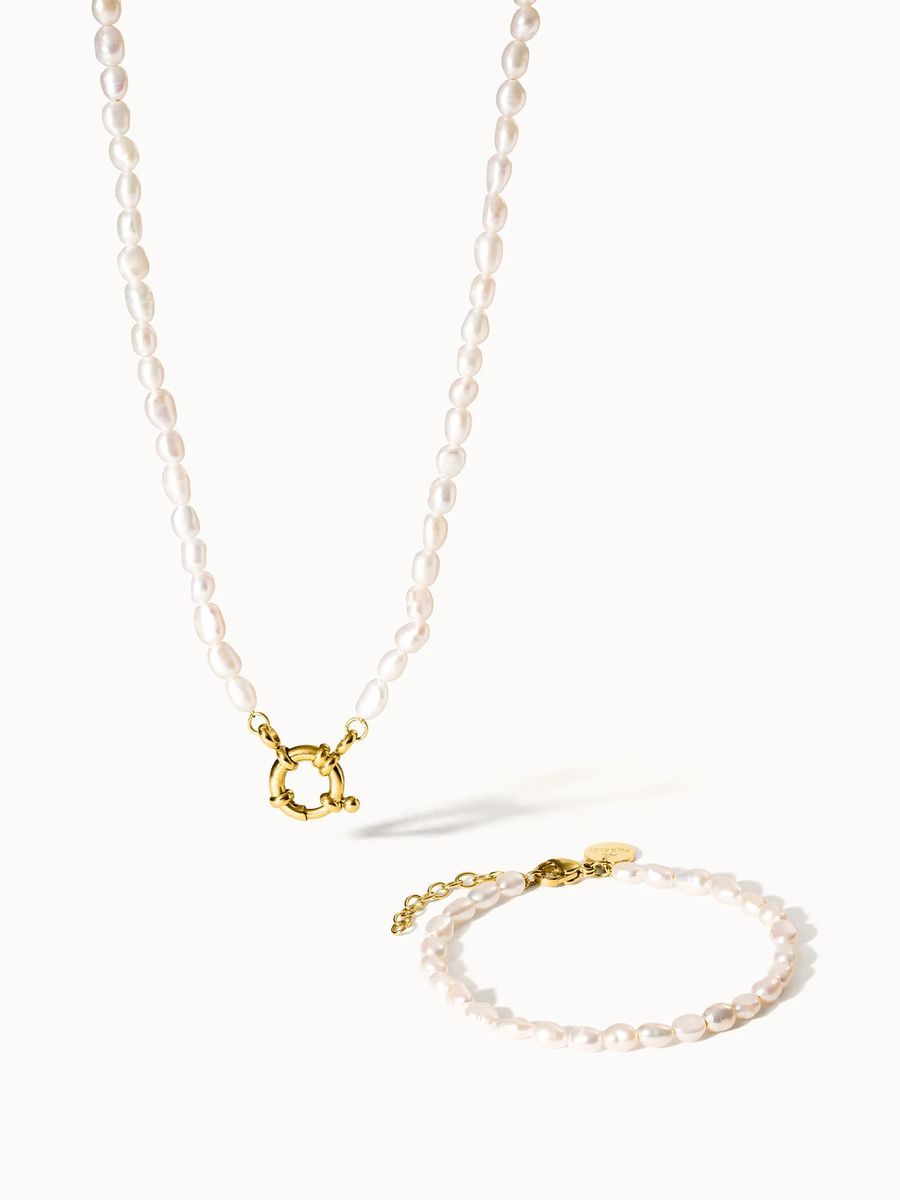 Klassisches Perlenketten- und Armbandset