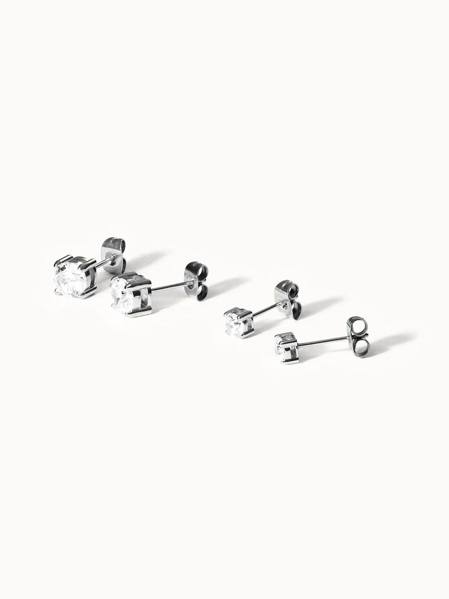 Zirkonia Ohrstecker Set in Gold-Optik