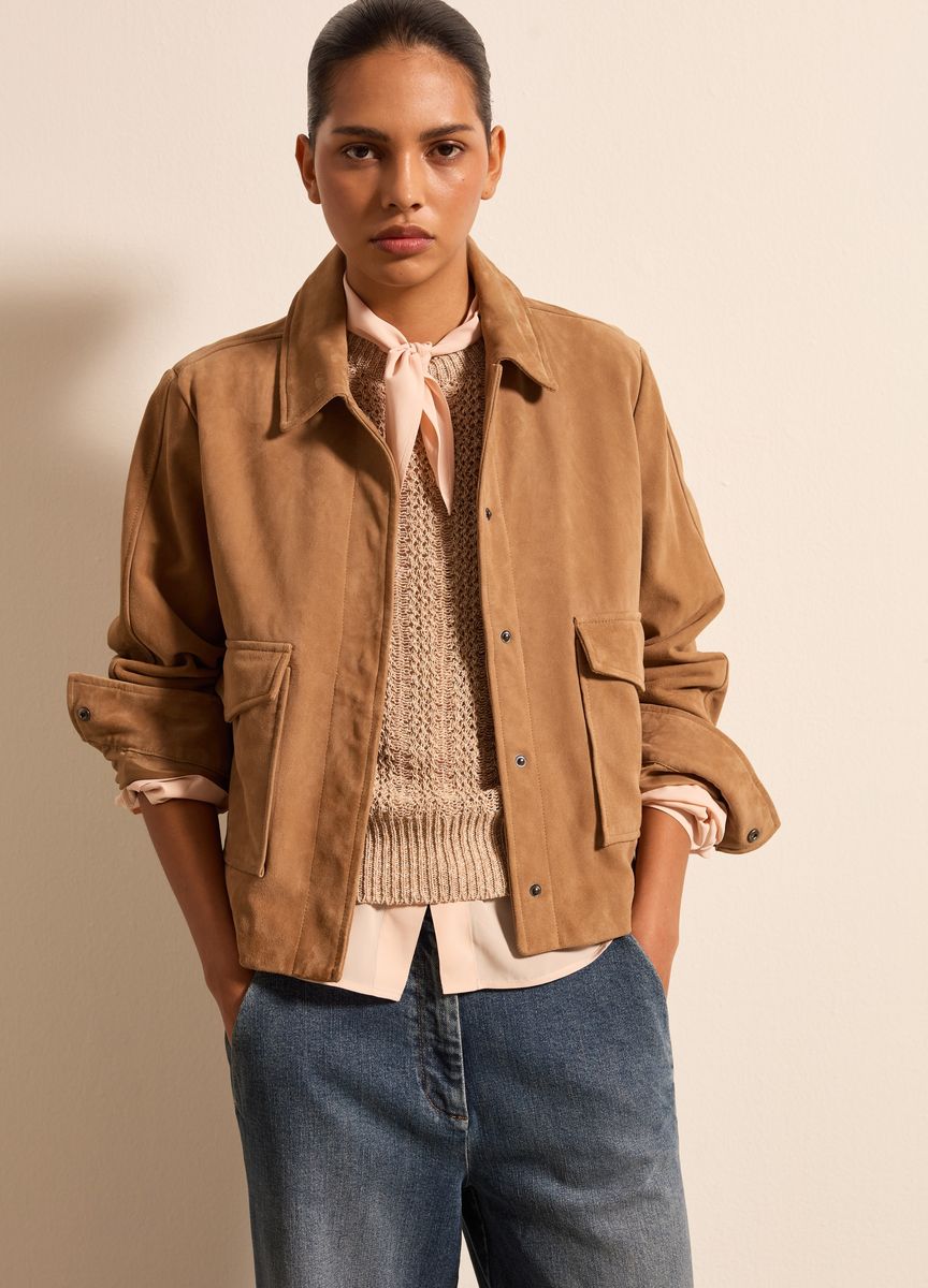 Wildleder-Kurzjacke mit Taschen