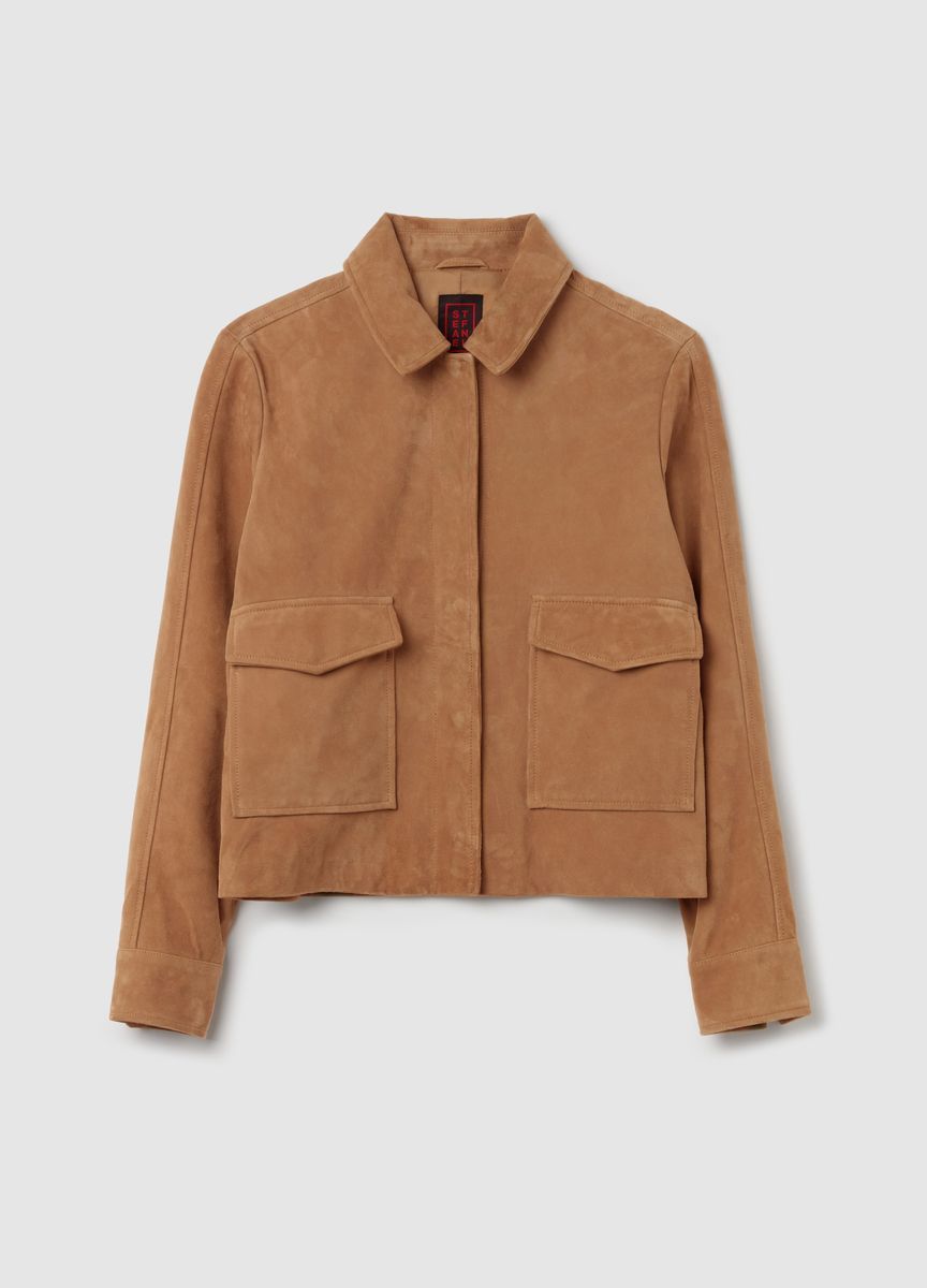Wildleder-Kurzjacke mit Taschen
