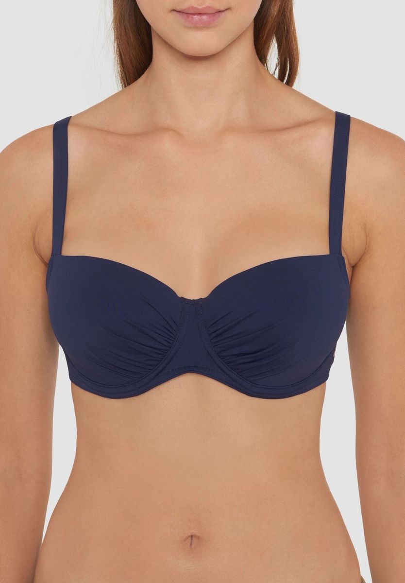 Marineblaues Balconette Bikini-Oberteil