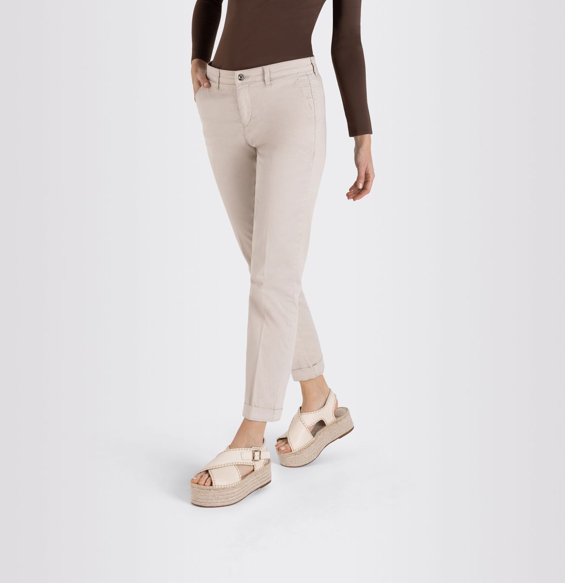 Schmal geschnittene Cropped-Chino-Hose