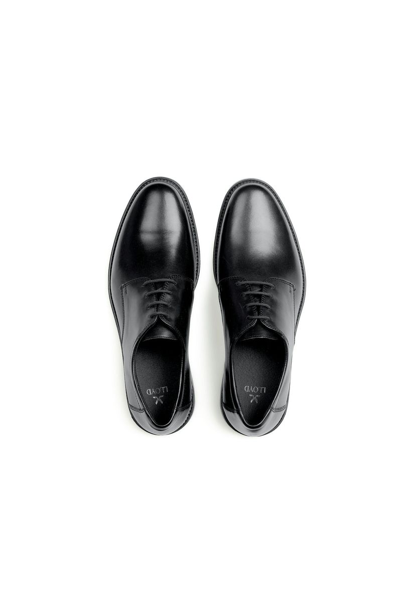 Klassische schwarze Derby-Schnürschuhe aus Leder