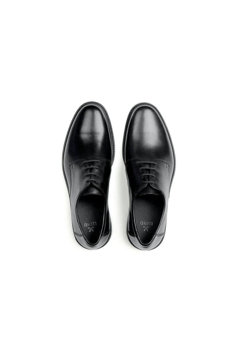 Klassische schwarze Derby-Schnürschuhe aus Leder
