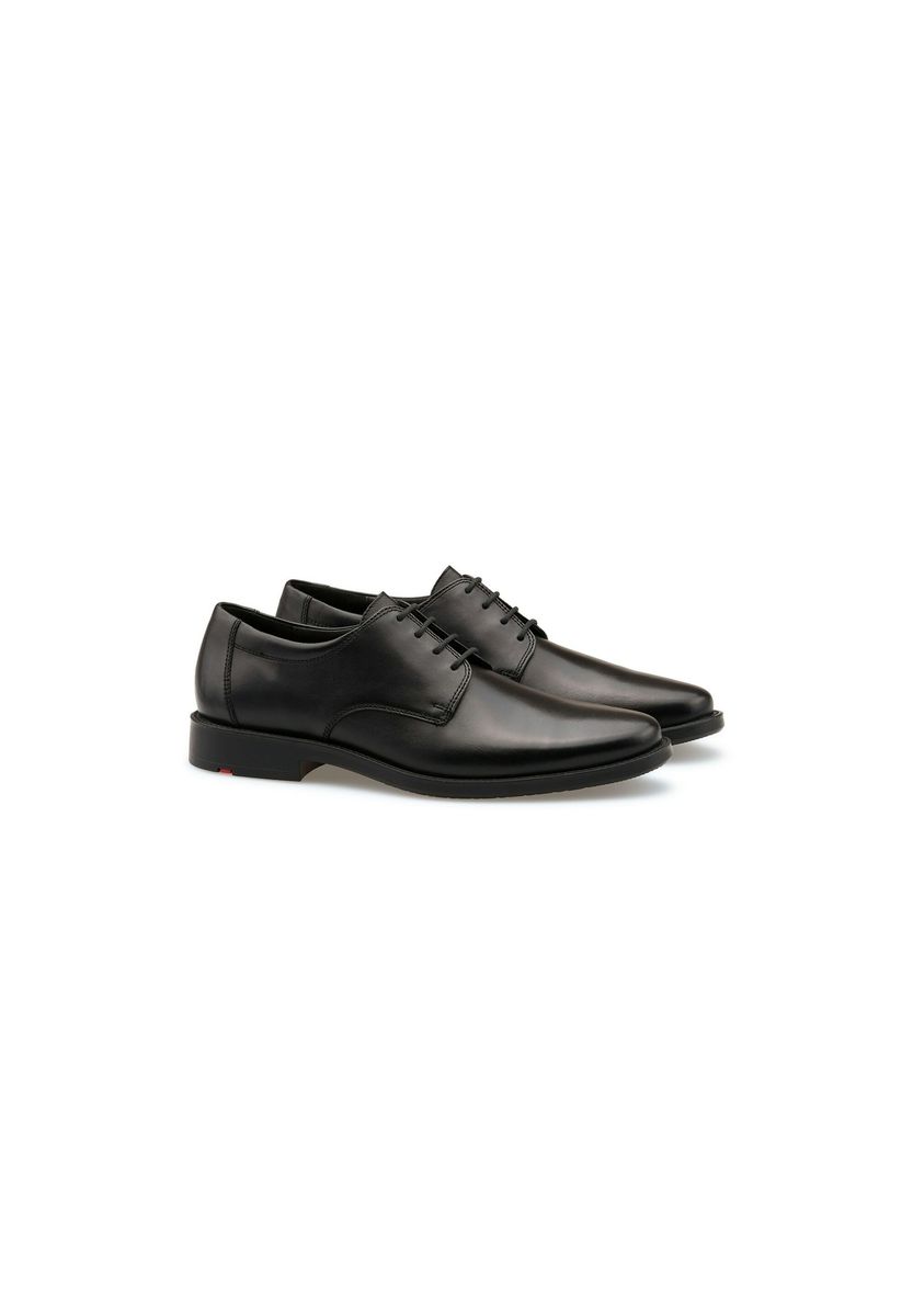 Klassische schwarze Derby-Schnürschuhe aus Leder