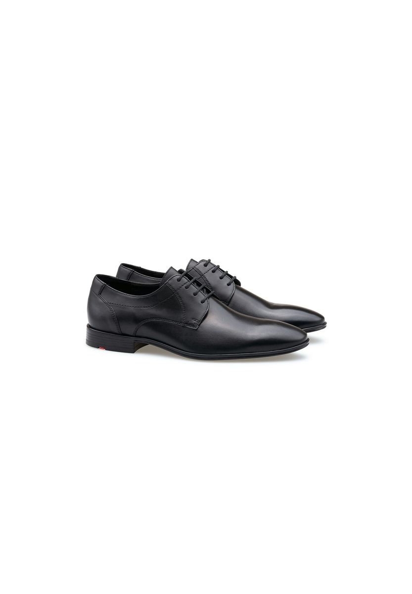 Klassische schwarze Derby-Schnürschuhe aus Leder