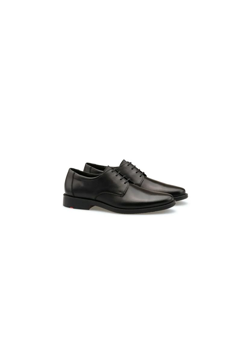 Klassische schwarze Derby-Schnürschuhe aus Leder