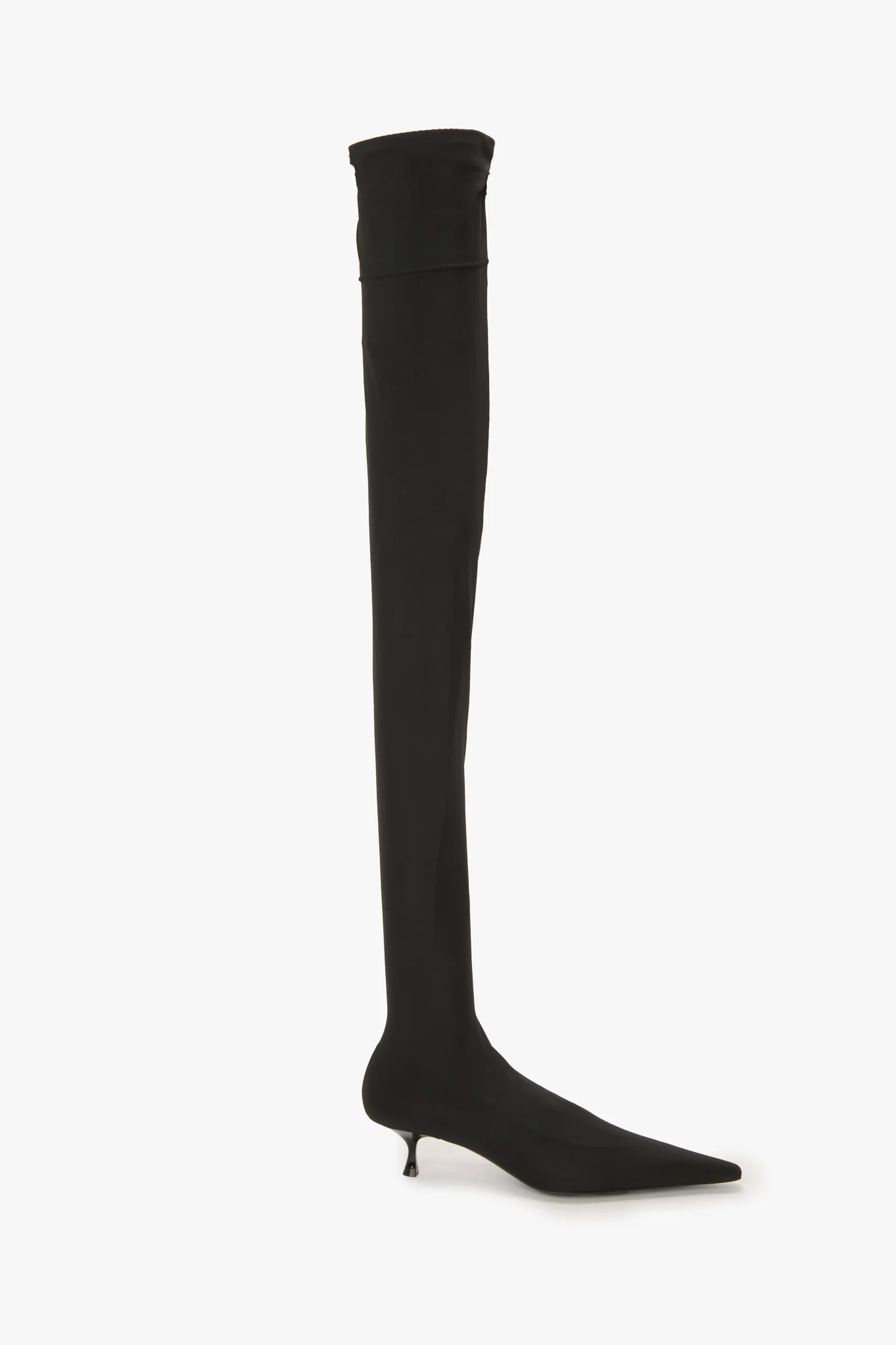Schwarze Jersey-Overknee-Stiefel