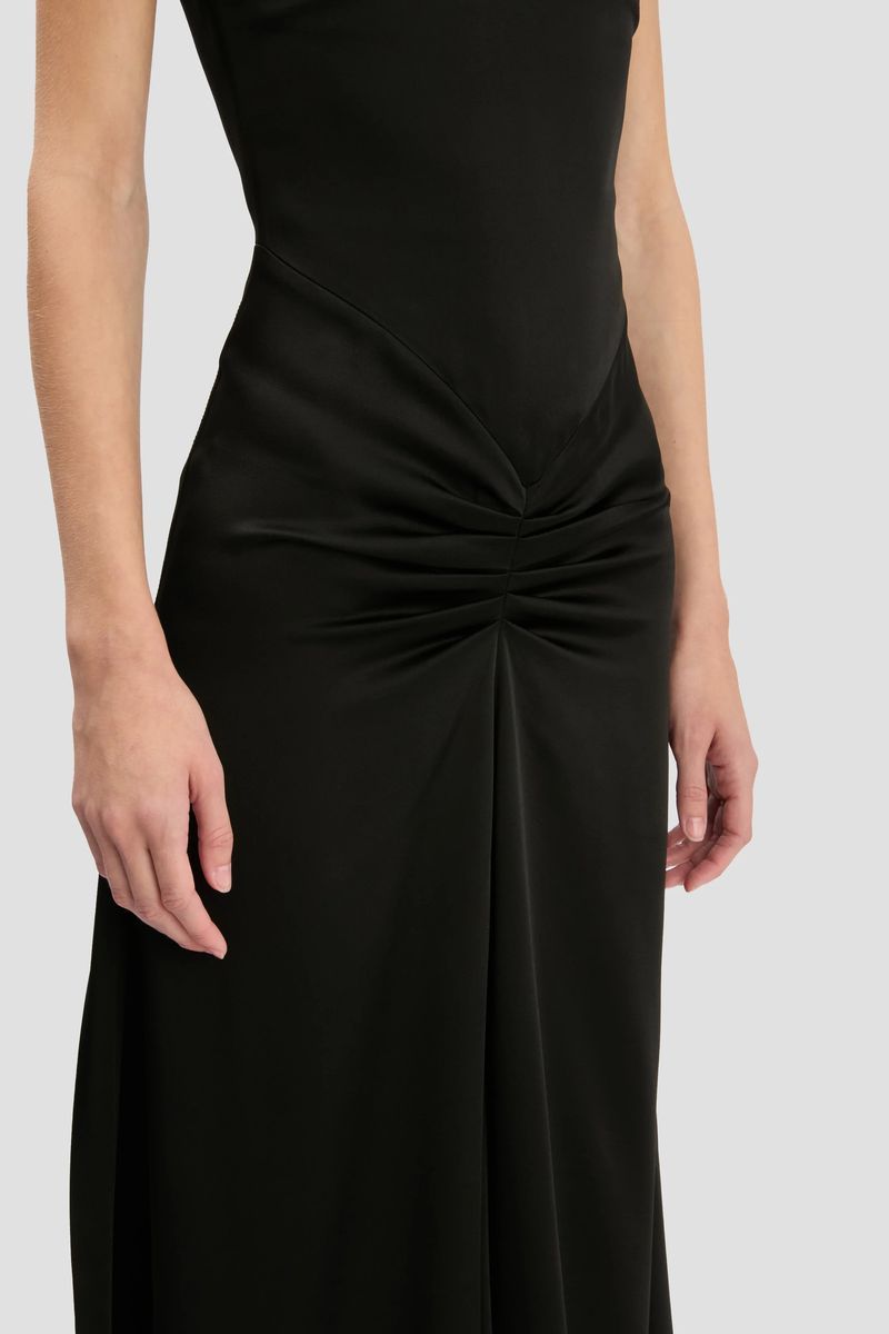 Elegantes schwarzes Midikleid mit Raffung