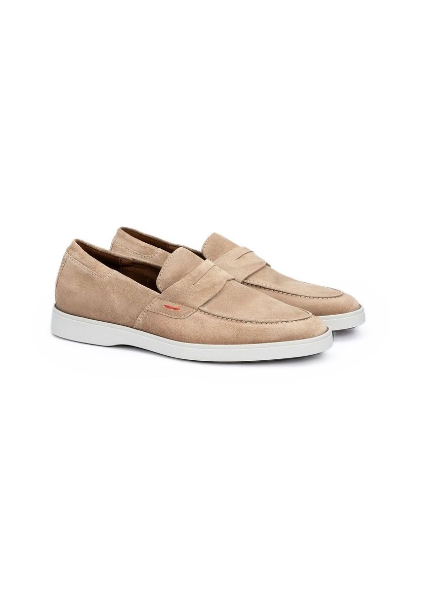 Penny Loafer aus Wildleder mit weißer Sohle