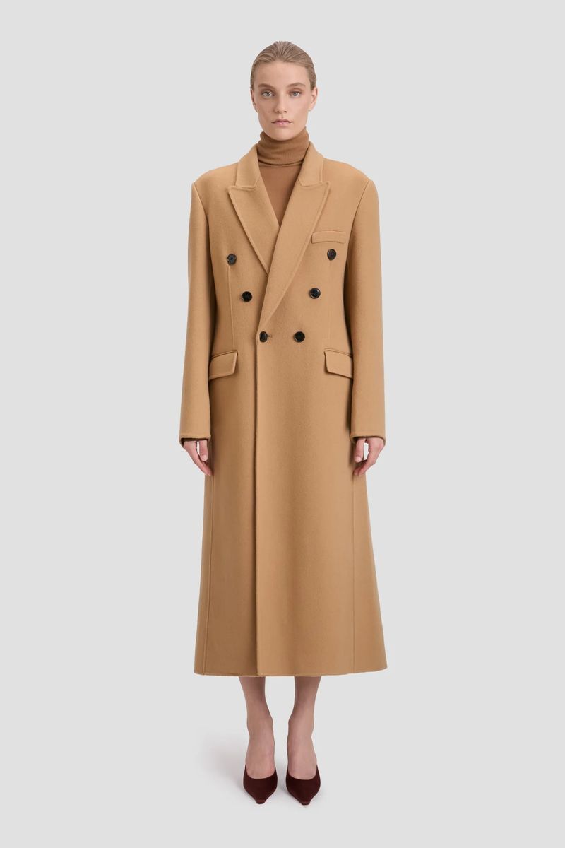 Eleganter zweireihiger Wollmantel