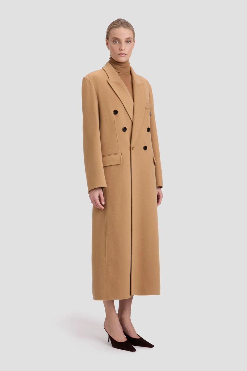 Eleganter zweireihiger Wollmantel