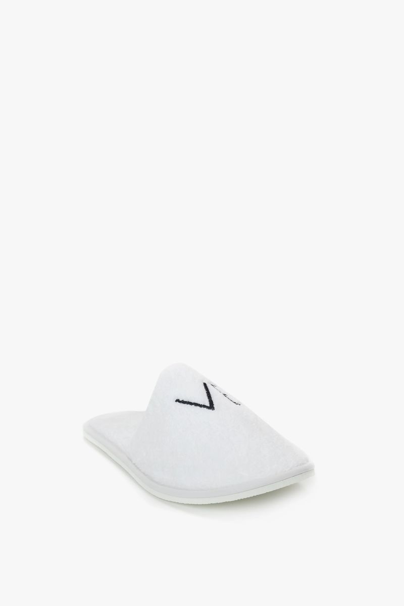 Bestickte Frottee-Hausschuhe mit Reisetasche