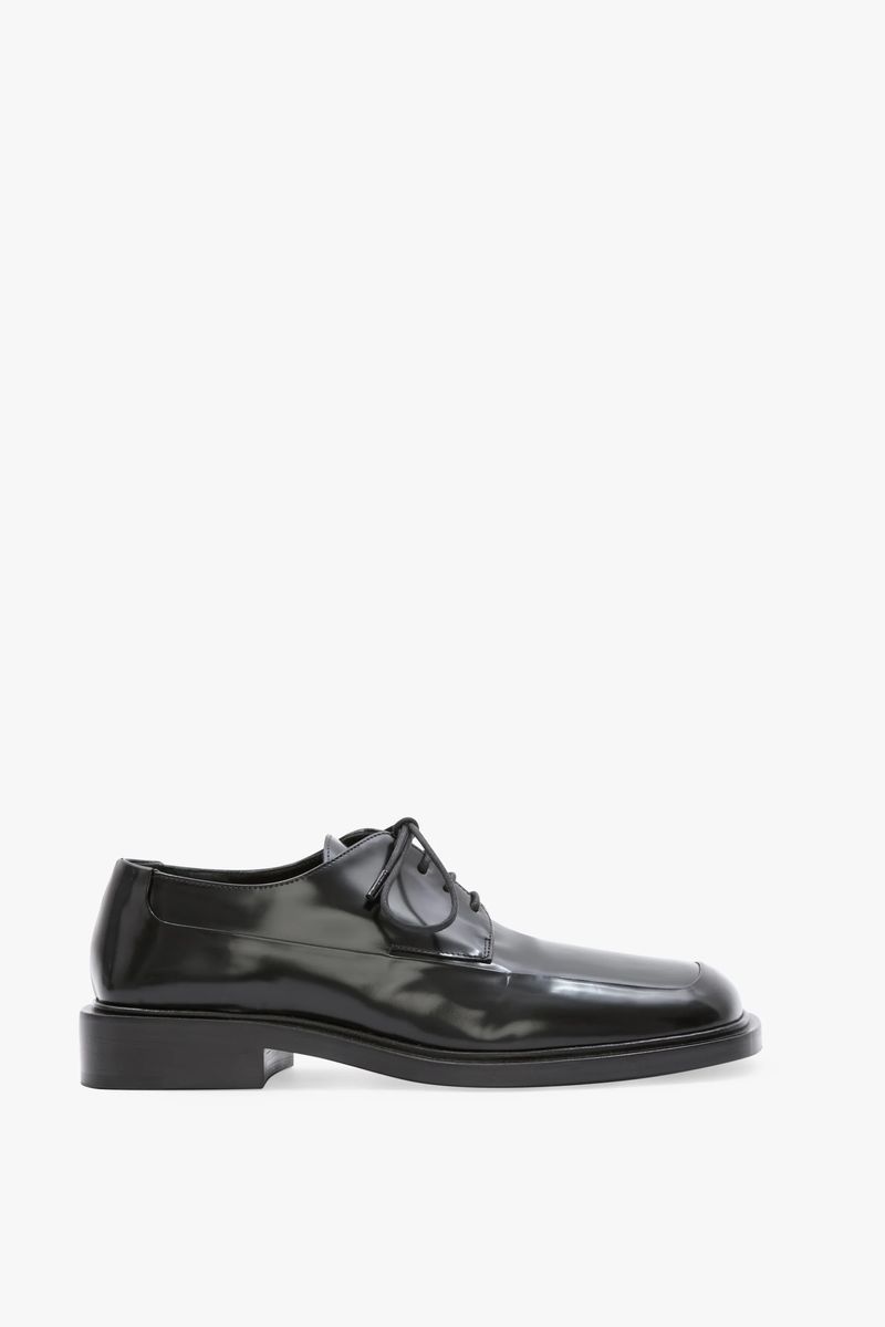 Schwarze Spazzolato Leder Schnürschuhe