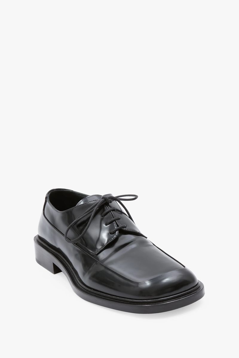 Schwarze Spazzolato Leder Schnürschuhe