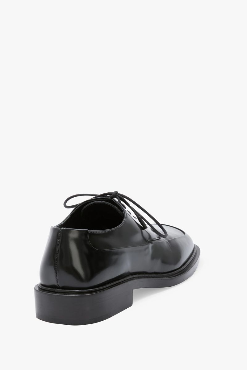 Schwarze Spazzolato Leder Schnürschuhe