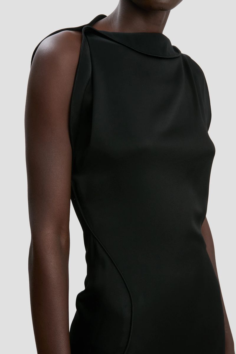 Elegantes, schwarzes One-Shoulder-Kleid mit Schlitz