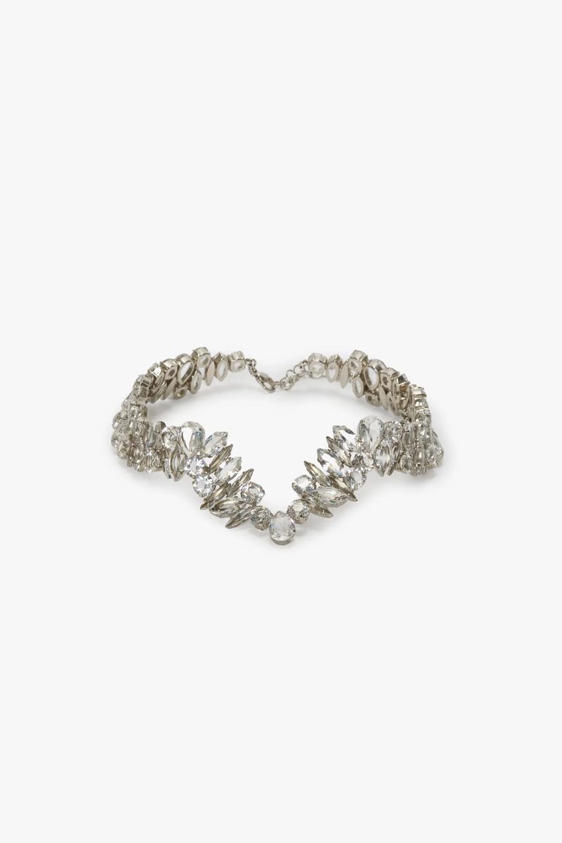 Kristallverzierter, versilberter Choker