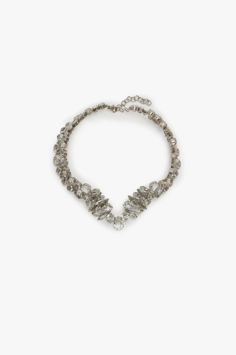 Kristallverzierter, versilberter Choker