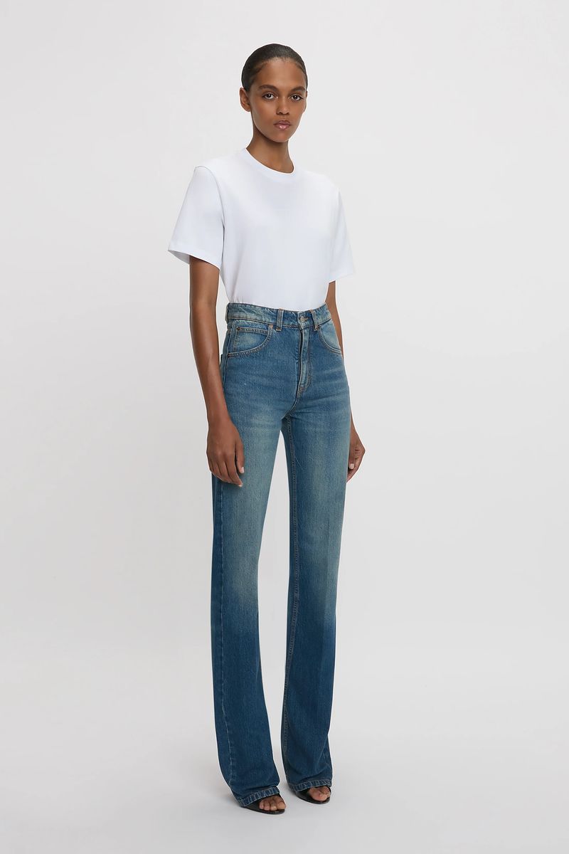 Hochtaillierte Jeans mit geradem Bein