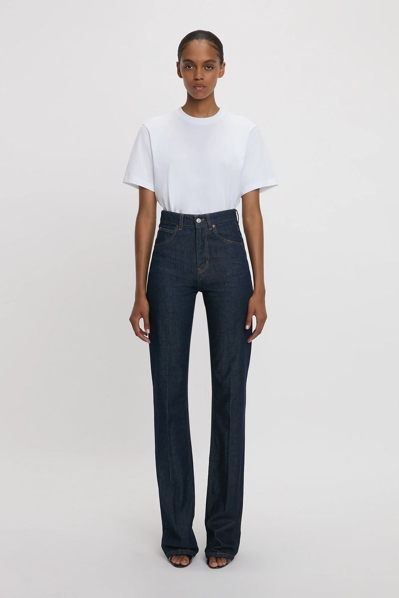 Hochtaillierte Jeans mit geradem Bein