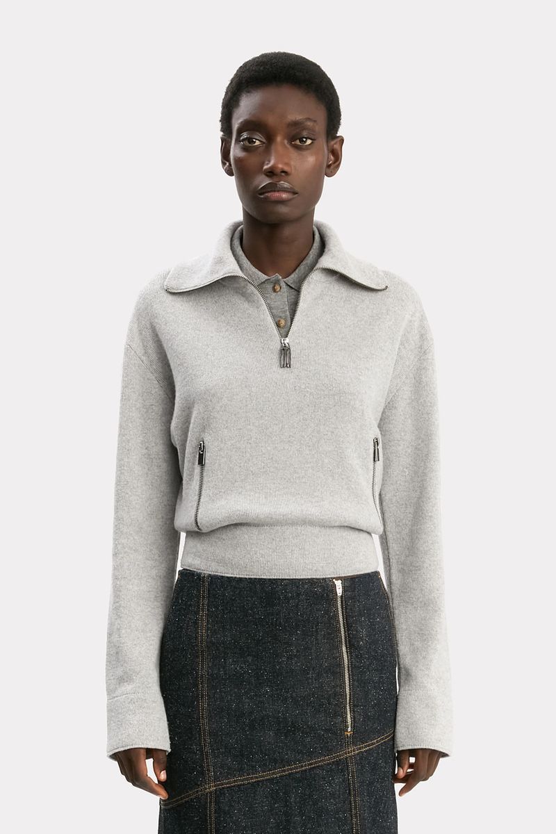 Entspannter Milano Strickpullover mit halbem Reißverschluss