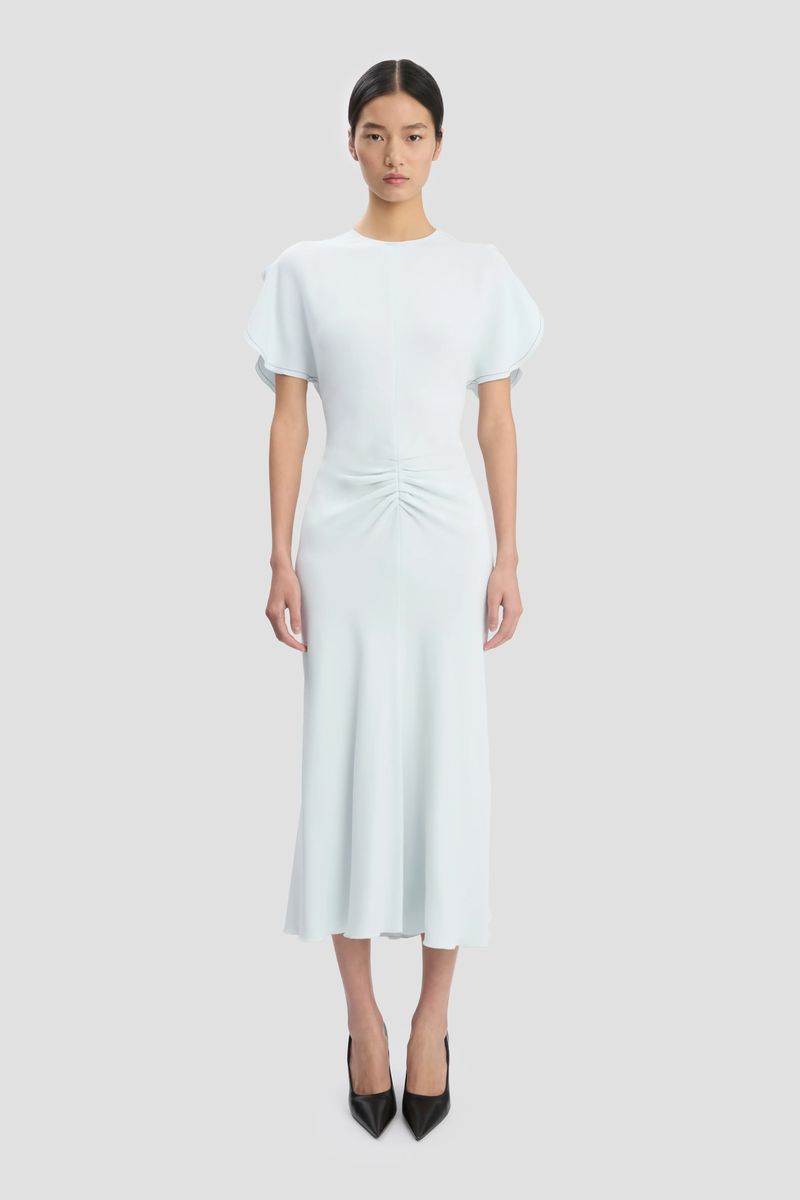 Elegantes Gletscherblaues Midikleid