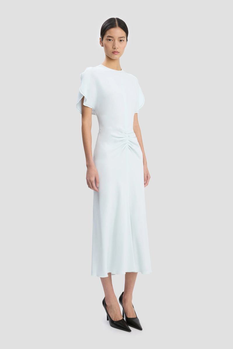 Elegantes Gletscherblaues Midikleid