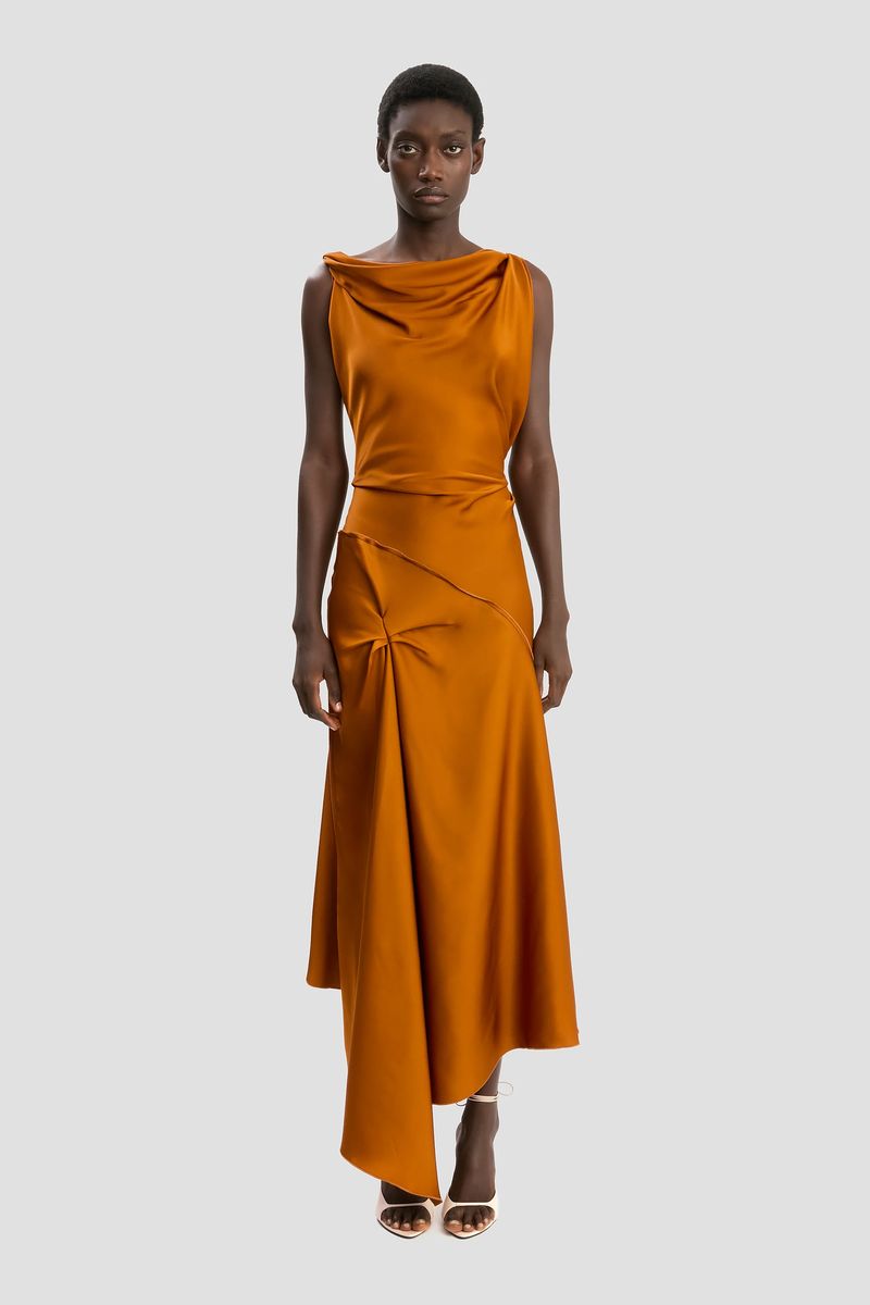 Elegantes drapiertes Midikleid