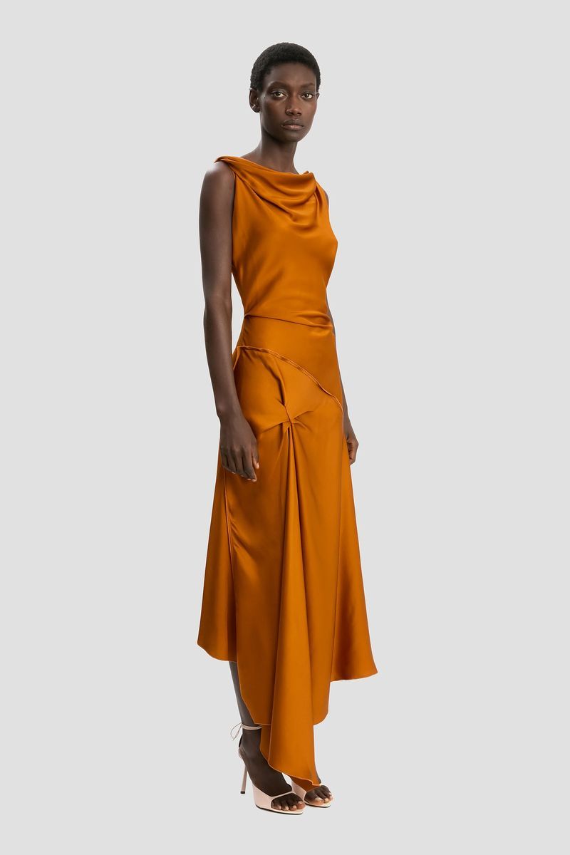 Elegantes drapiertes Midikleid