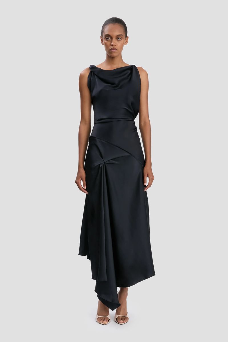 Elegantes drapiertes Midikleid