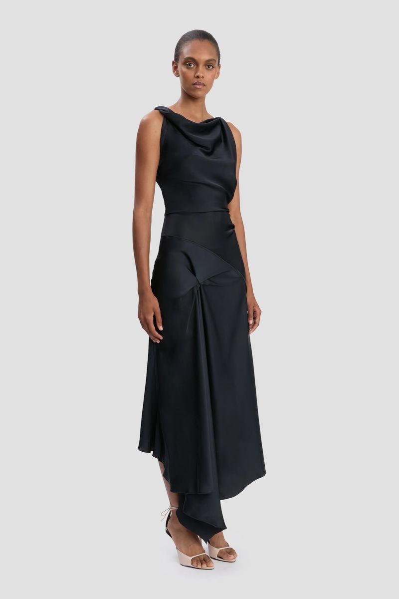 Elegantes drapiertes Midikleid