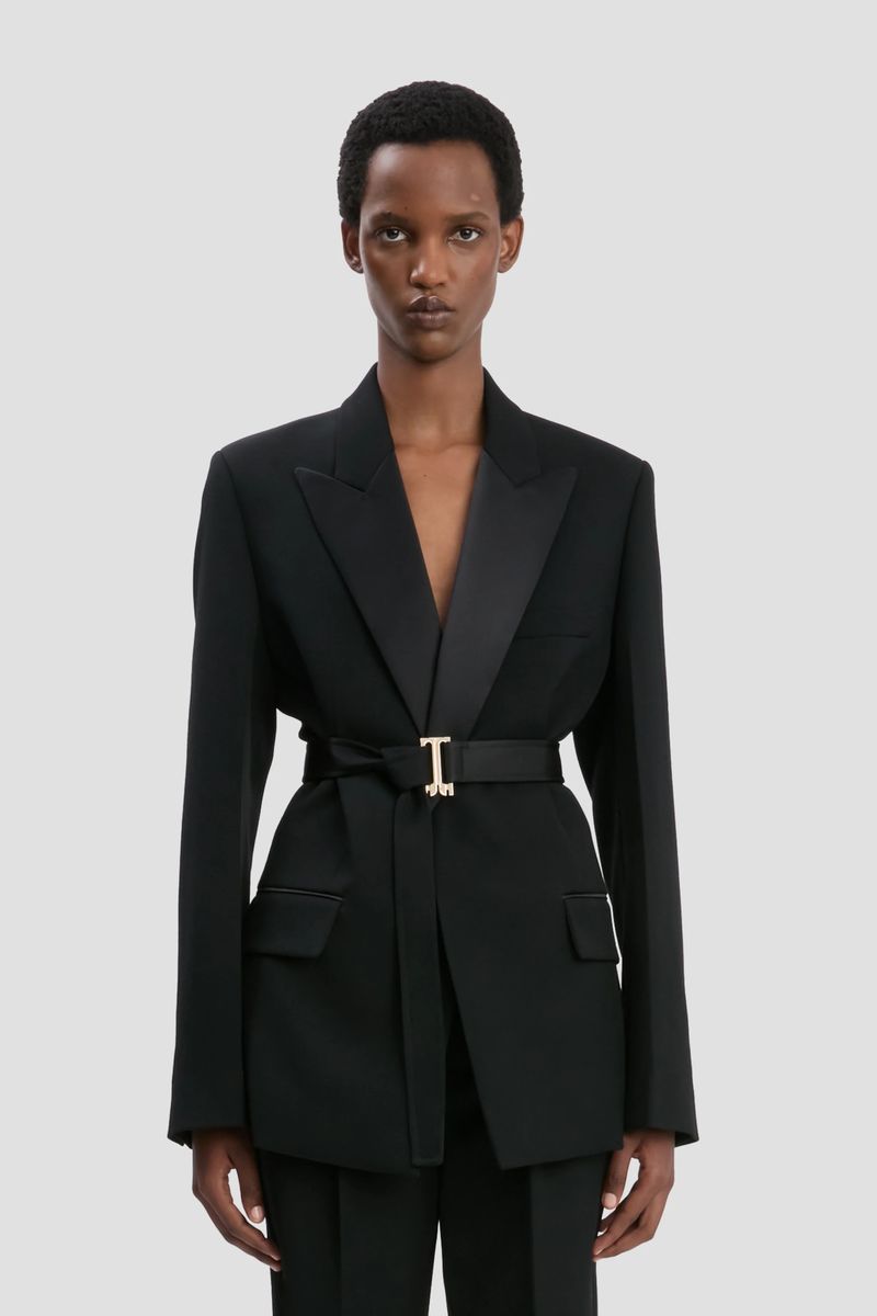 Damen Taillierter Smoking-Blazer mit Gürtel