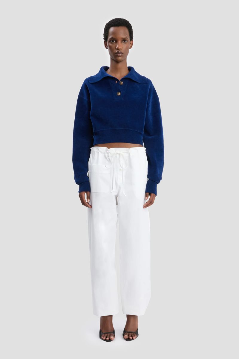 Weiße Cargo-Baumwollhose im Utility-Stil