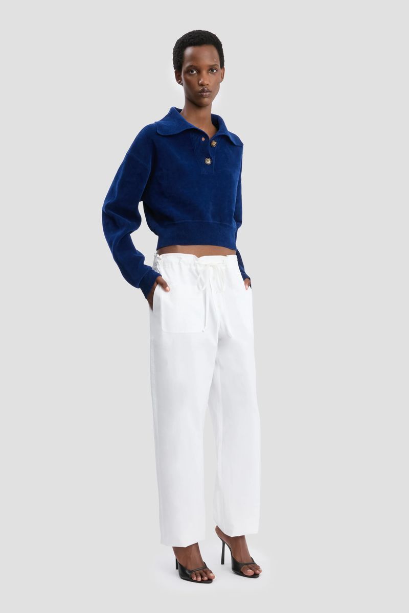 Weiße Cargo-Baumwollhose im Utility-Stil