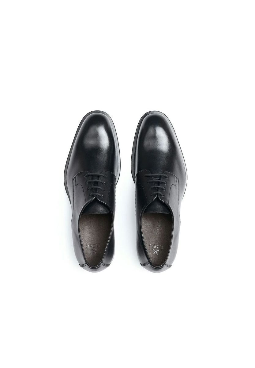 Klassische schwarze Derby-Schnürschuhe aus Leder