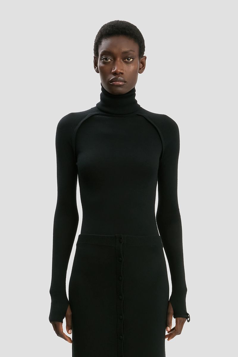 Schwarzer Merino-Rollkragenpullover