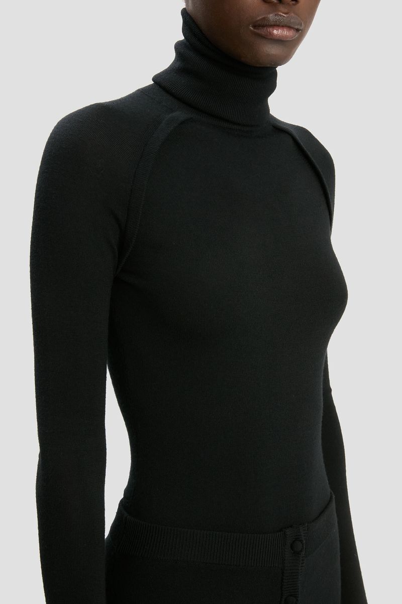 Schwarzer Merino-Rollkragenpullover